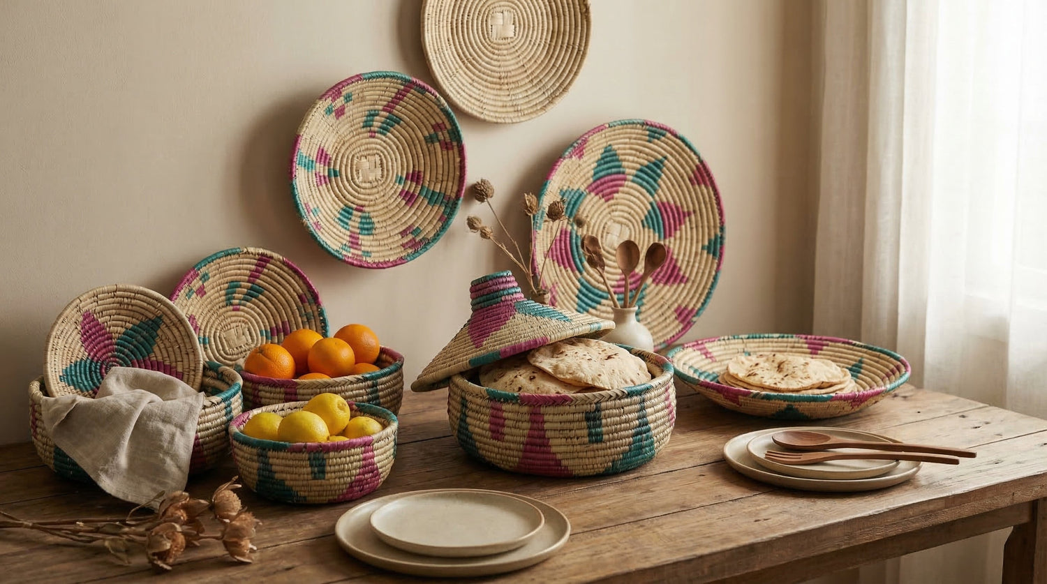 Handcrafted Mazari Palm Baskets & Wall Decor
