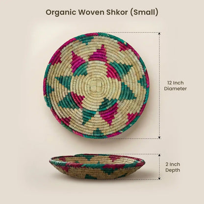 Small Handwoven Organic Bread and Roti Basket (Chhaaba) dimensions: 12" diameter and 2" depth. A chemical-free and synthetic-free traditional server for hot rotis.